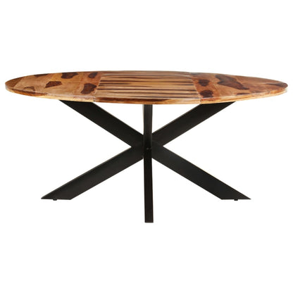 Tavolo Pranzo Rotondo 175x75 cm Legno di Acacia Finitura Ambra