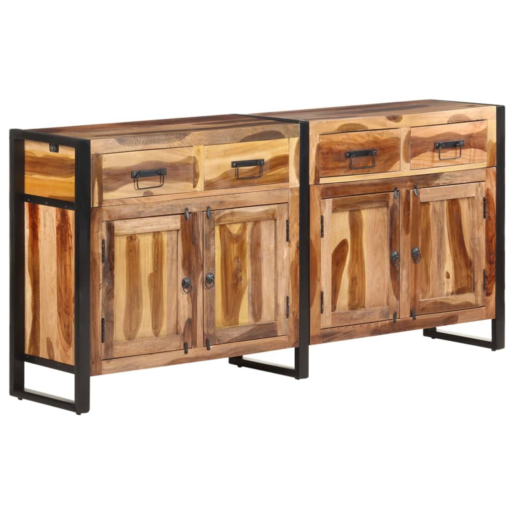 Credenza 172x35x80 cm in Legno di Acacia con Finitura Ambra