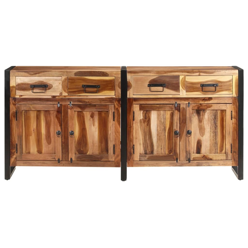 Credenza 172x35x80 cm in Legno di Acacia con Finitura Ambra