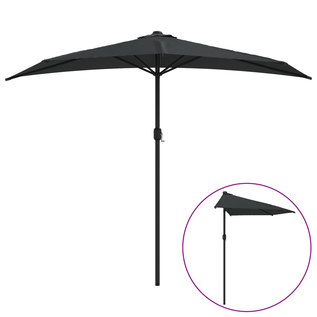 Ombrellone Balcone Palo in Alluminio Nero 270x144x222cm a MetÃ 