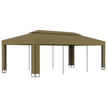 Gazebo con Tetto Doppio 3x6 m Grigio Talpa 180 g/mÂ²