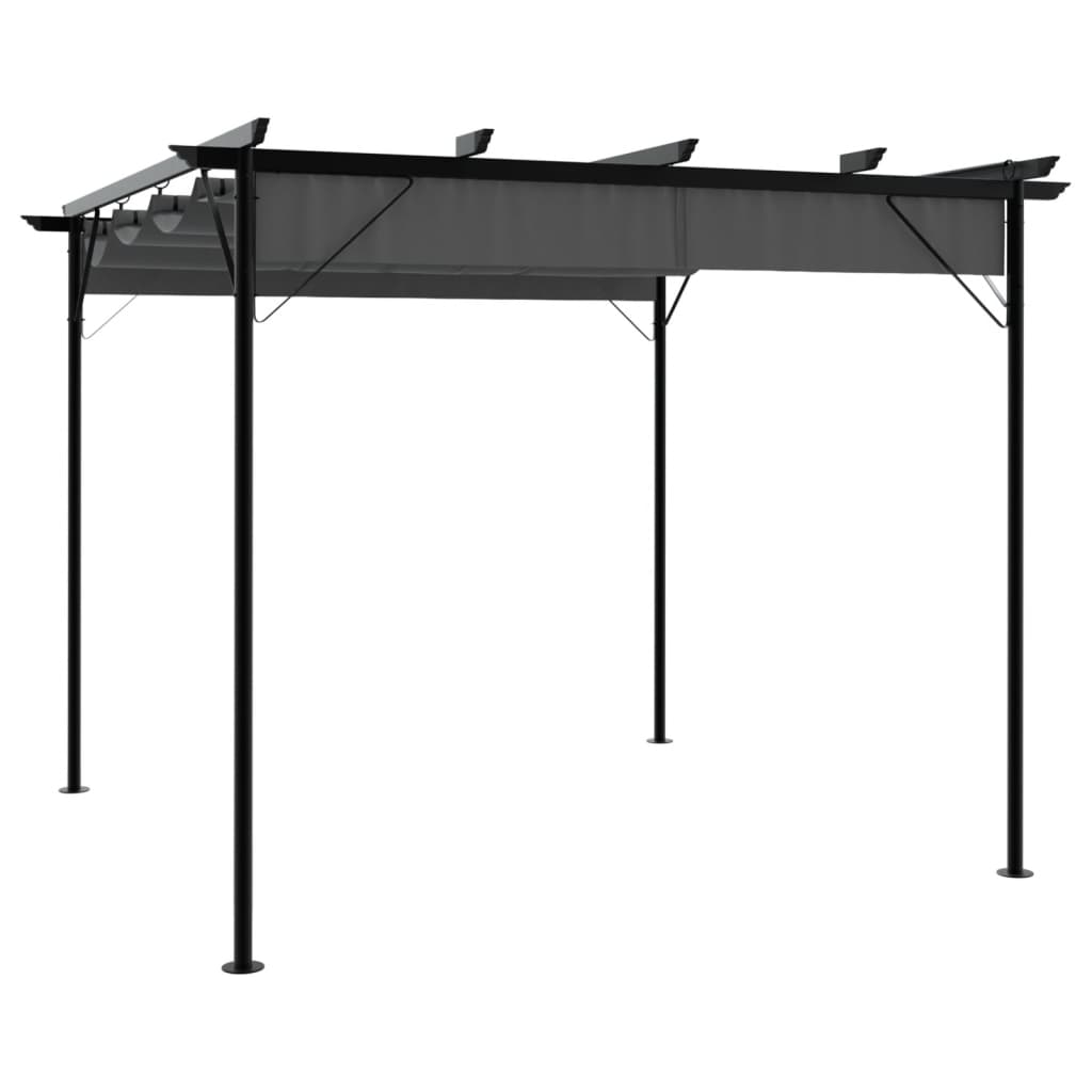 Pergola con Tetto Retrattile Antracite 3x3m in Acciaio 180 g/mÂ²