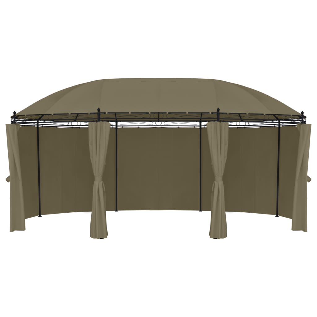 Gazebo con Tende 520x349x255 cm Grigio Talpa 180 g/m²