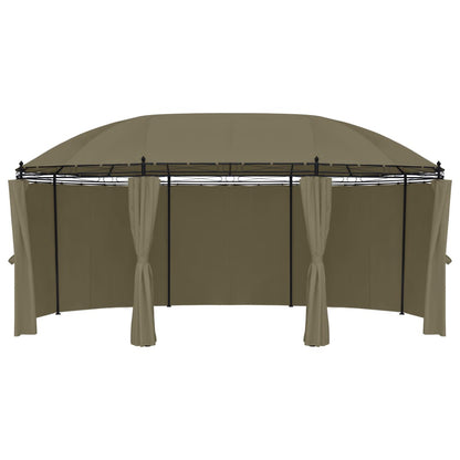 Gazebo con Tende 520x349x255 cm Grigio Talpa 180 g/m²