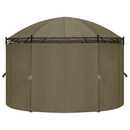 Gazebo con Tende 520x349x255 cm Grigio Talpa 180 g/m²