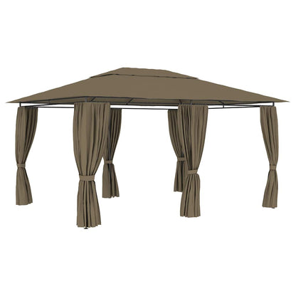 Gazebo da Giardino con Tende 4x3 m Grigio Talpa 180 g/mÂ²