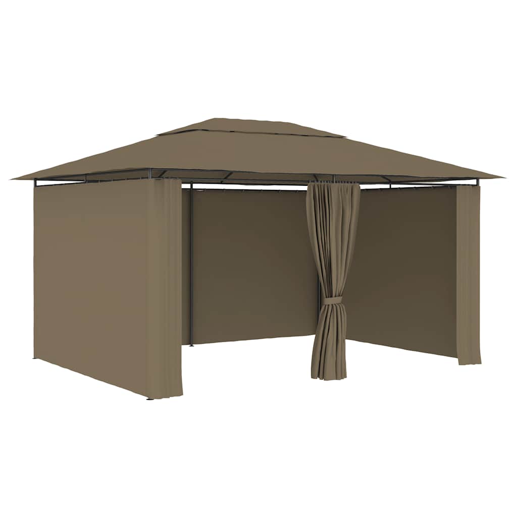 Gazebo da Giardino con Tende 4x3 m Grigio Talpa 180 g/mÂ²