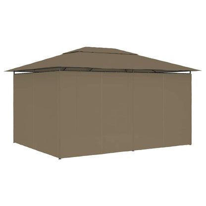 Gazebo da Giardino con Tende 4x3 m Grigio Talpa 180 g/mÂ²