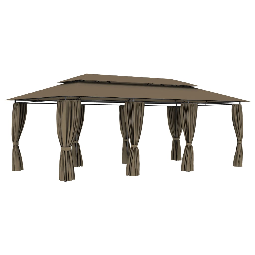 Gazebo con Tende 600x298x270 cm Grigio Talpa 180 g/mÃƒâ€šÃ‚Â²