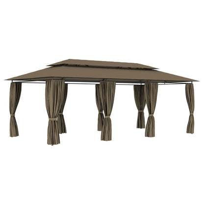 Gazebo con Tende 600x298x270 cm Grigio Talpa 180 g/mÃƒâ€šÃ‚Â²