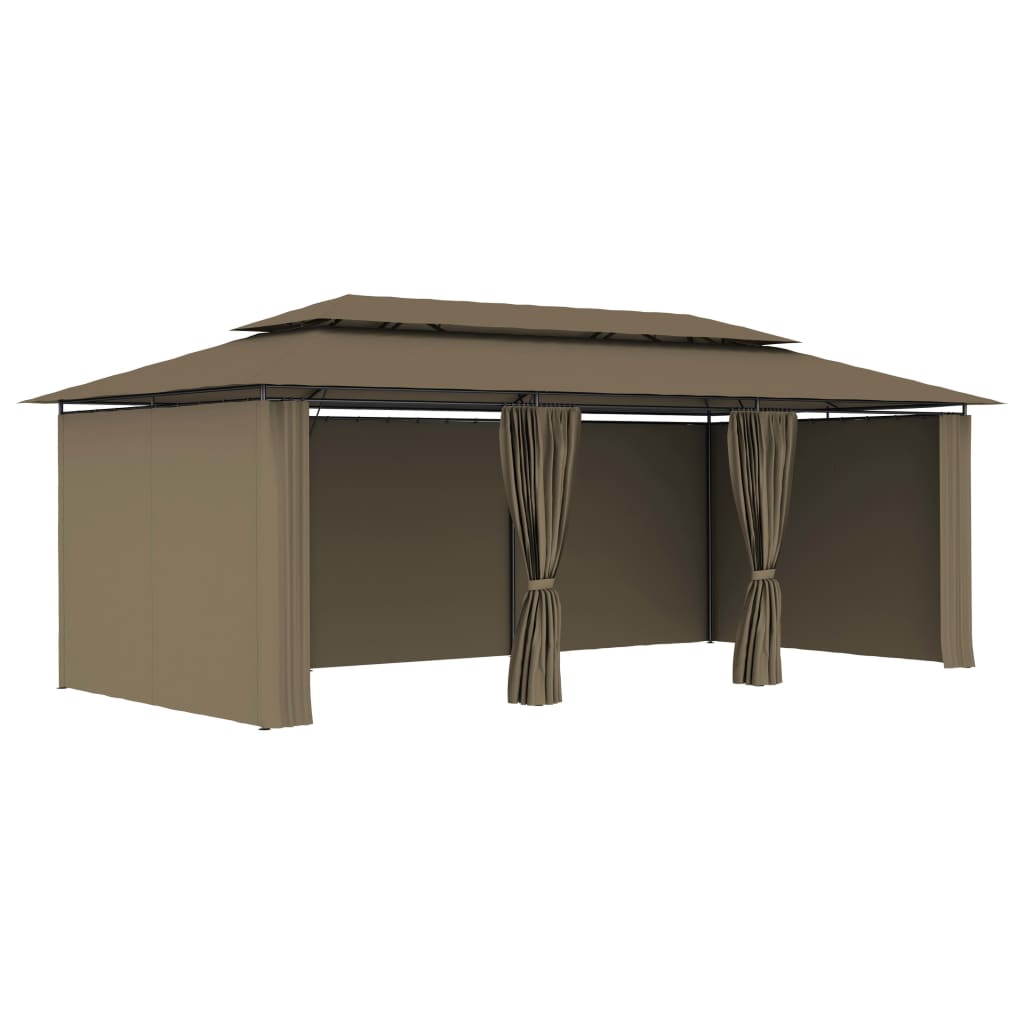 Gazebo con Tende 600x298x270 cm Grigio Talpa 180 g/mÃƒâ€šÃ‚Â²
