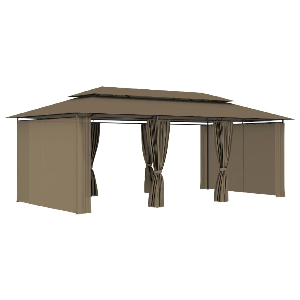 Gazebo con Tende 600x298x270 cm Grigio Talpa 180 g/mÃƒâ€šÃ‚Â²