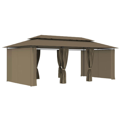 Gazebo con Tende 600x298x270 cm Grigio Talpa 180 g/mÃƒâ€šÃ‚Â²