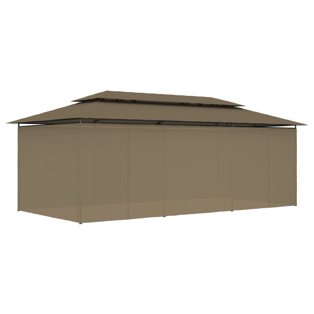 Gazebo con Tende 600x298x270 cm Grigio Talpa 180 g/mÃƒâ€šÃ‚Â²