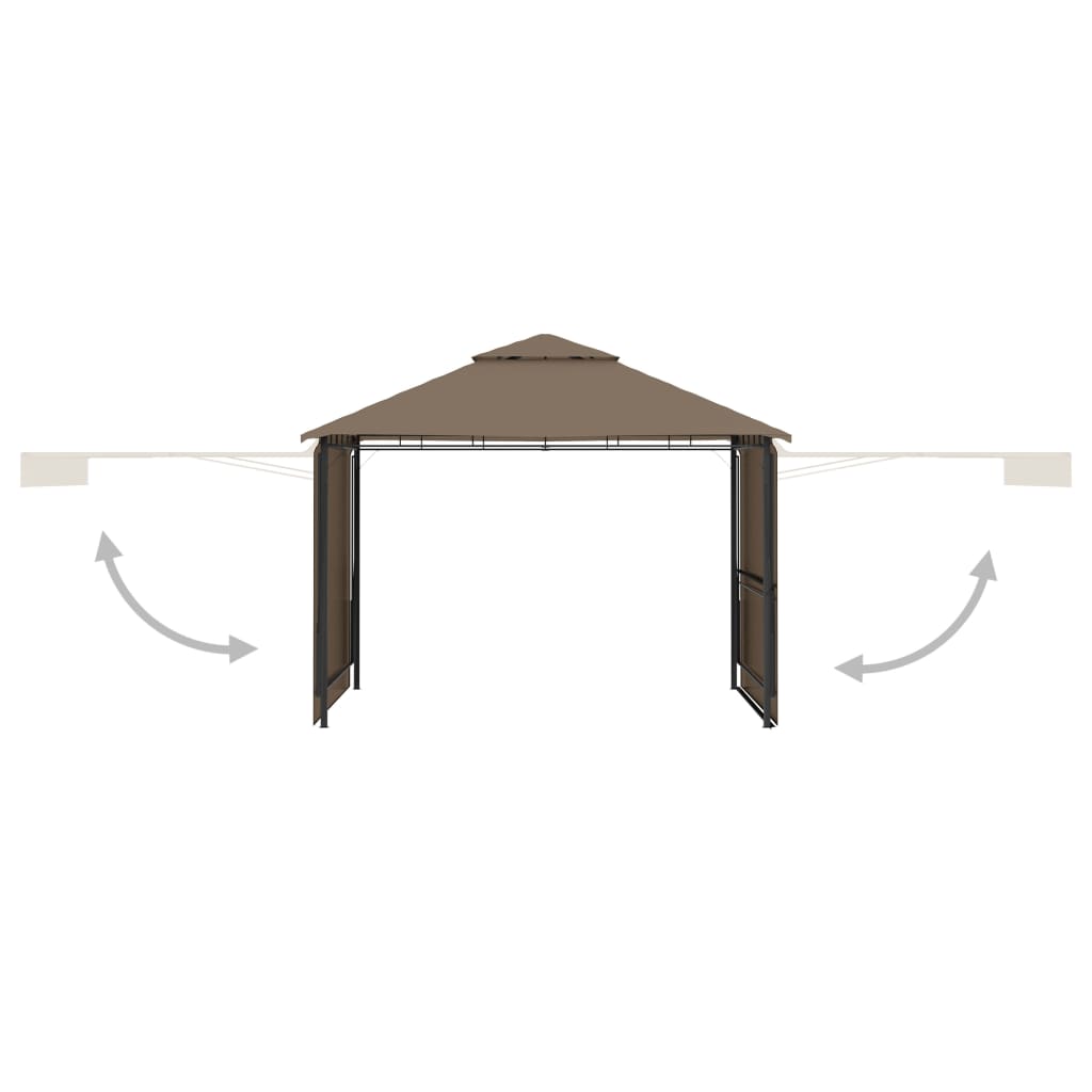 Gazebo Tetto Doppio Estendibile 3x3x2,75m Grigio Talpa 180g/m²