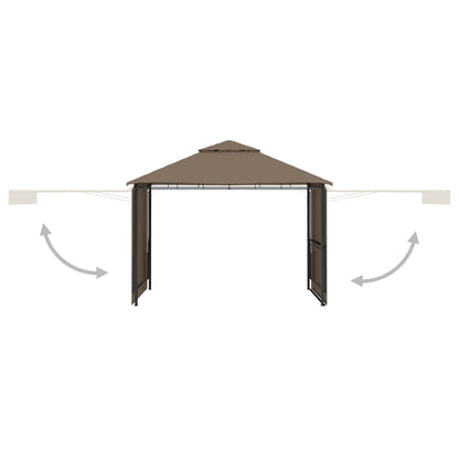 Gazebo Tetto Doppio Estendibile 3x3x2,75m Grigio Talpa 180g/m²