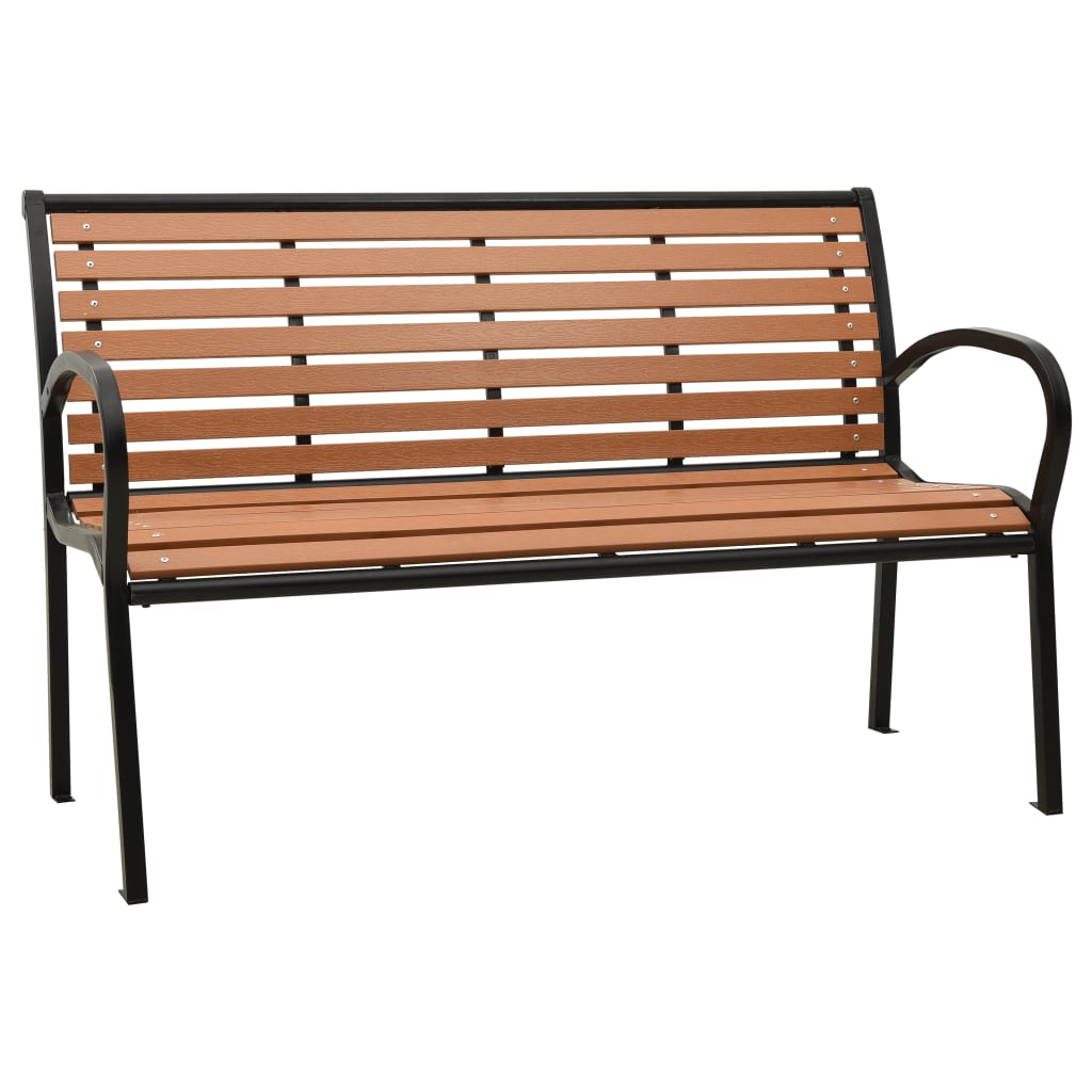 Panchina da Giardino 125 cm in Acciaio e WPC Nera e Marrone