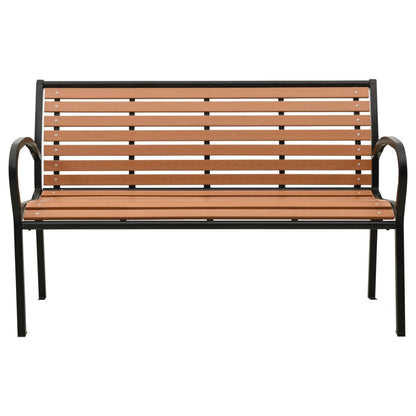 Panchina da Giardino 125 cm in Acciaio e WPC Nera e Marrone