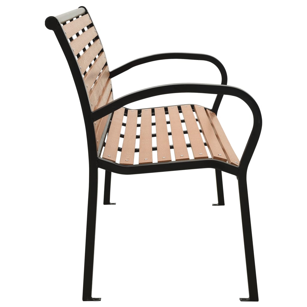 Panchina da Giardino 125 cm in Acciaio e WPC Nera e Marrone