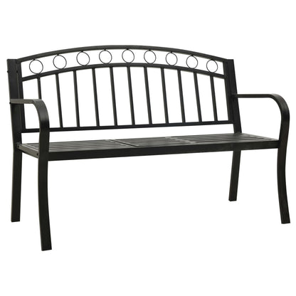 Panchina da Giardino con Tavolo 125 cm in Acciaio Nera