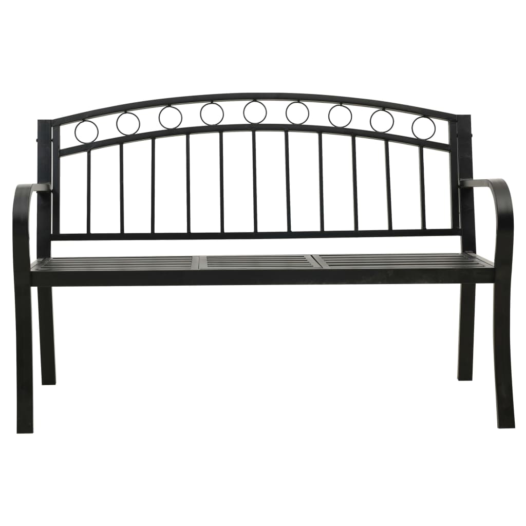 Panchina da Giardino con Tavolo 125 cm in Acciaio Nera
