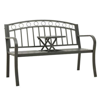Panchina da Giardino con Tavolo 125 cm in Acciaio Grigia
