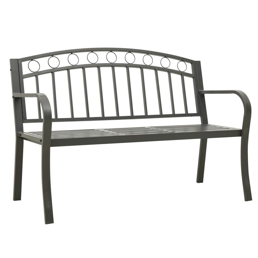 Panchina da Giardino con Tavolo 125 cm in Acciaio Grigia