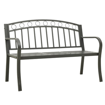 Panchina da Giardino con Tavolo 125 cm in Acciaio Grigia