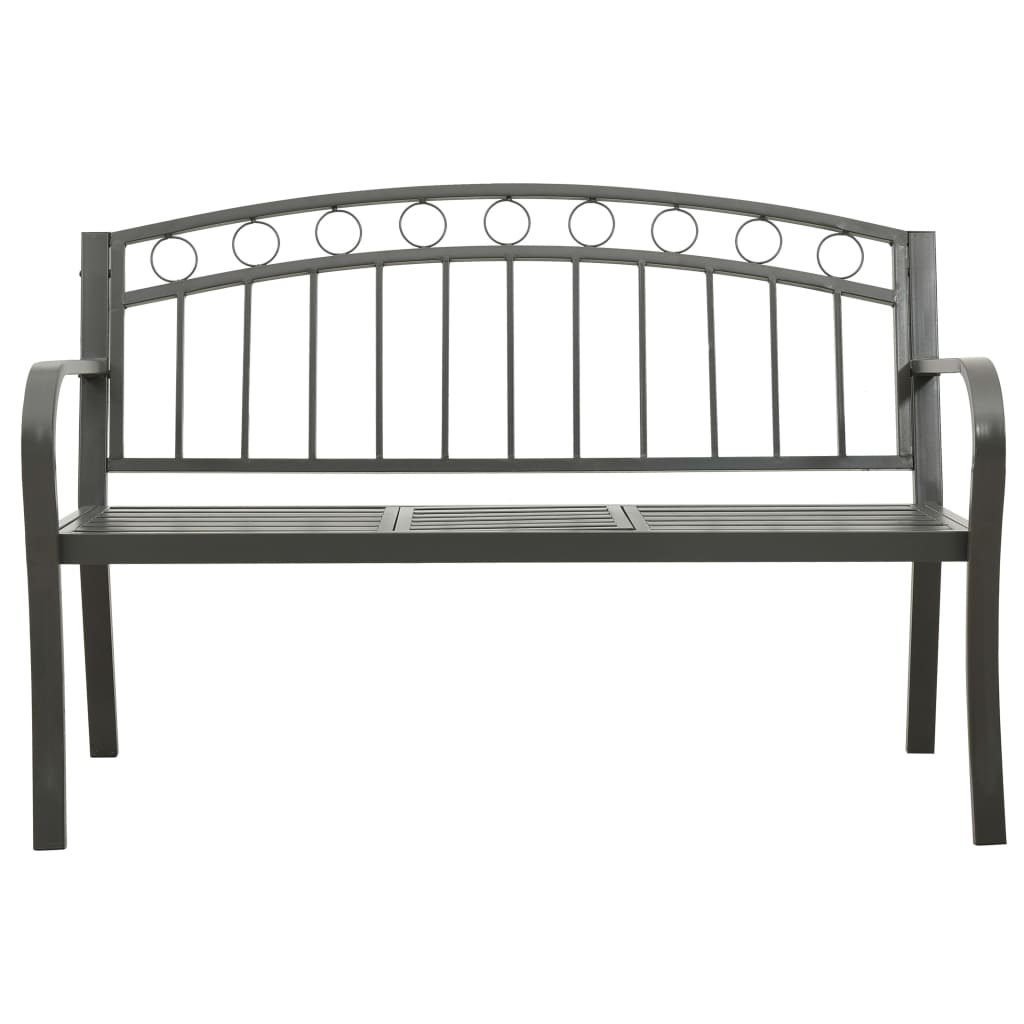 Panchina da Giardino con Tavolo 125 cm in Acciaio Grigia