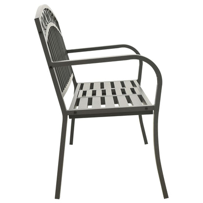 Panchina da Giardino con Tavolo 125 cm in Acciaio Grigia