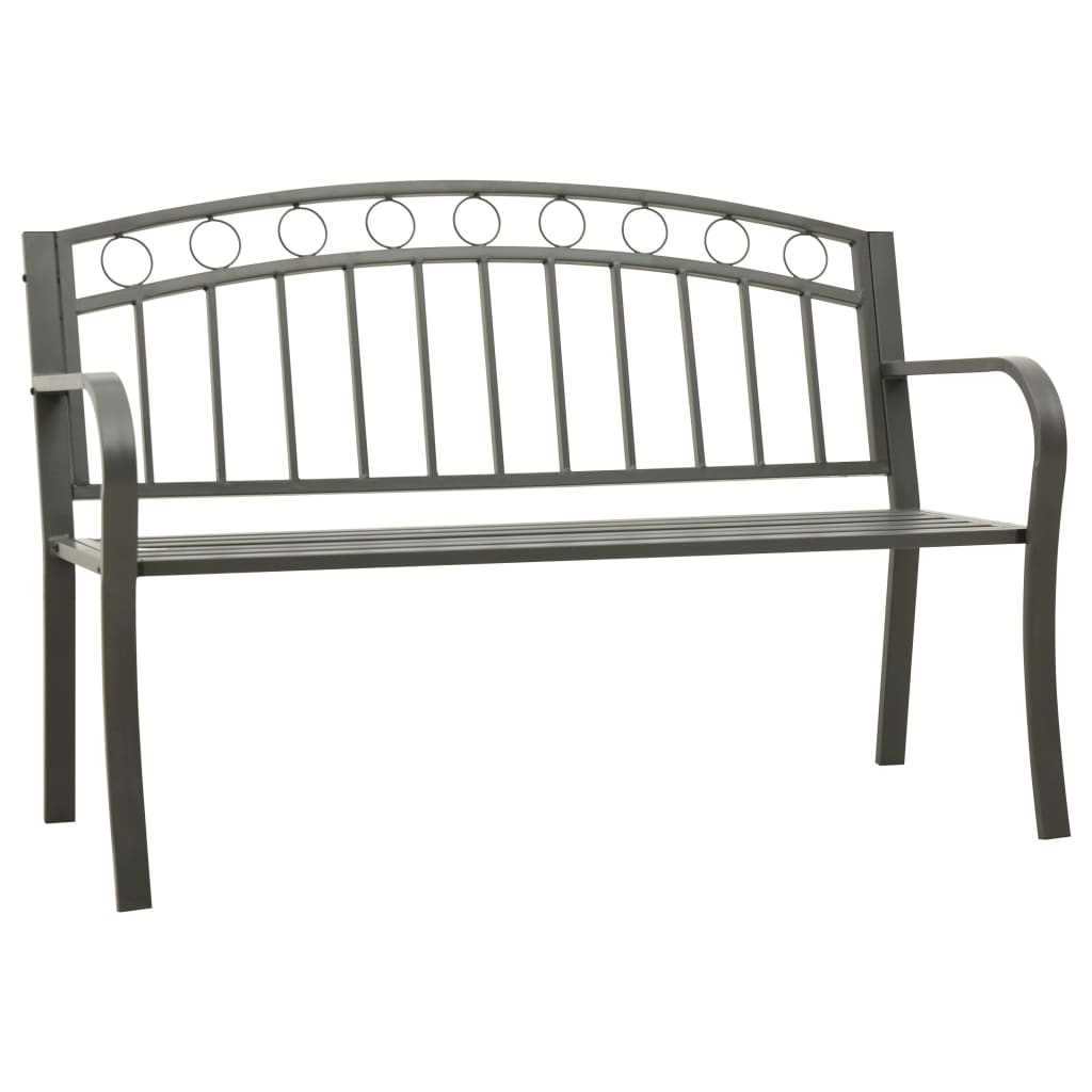 Panchina da Giardino 125 cm in Acciaio Grigia