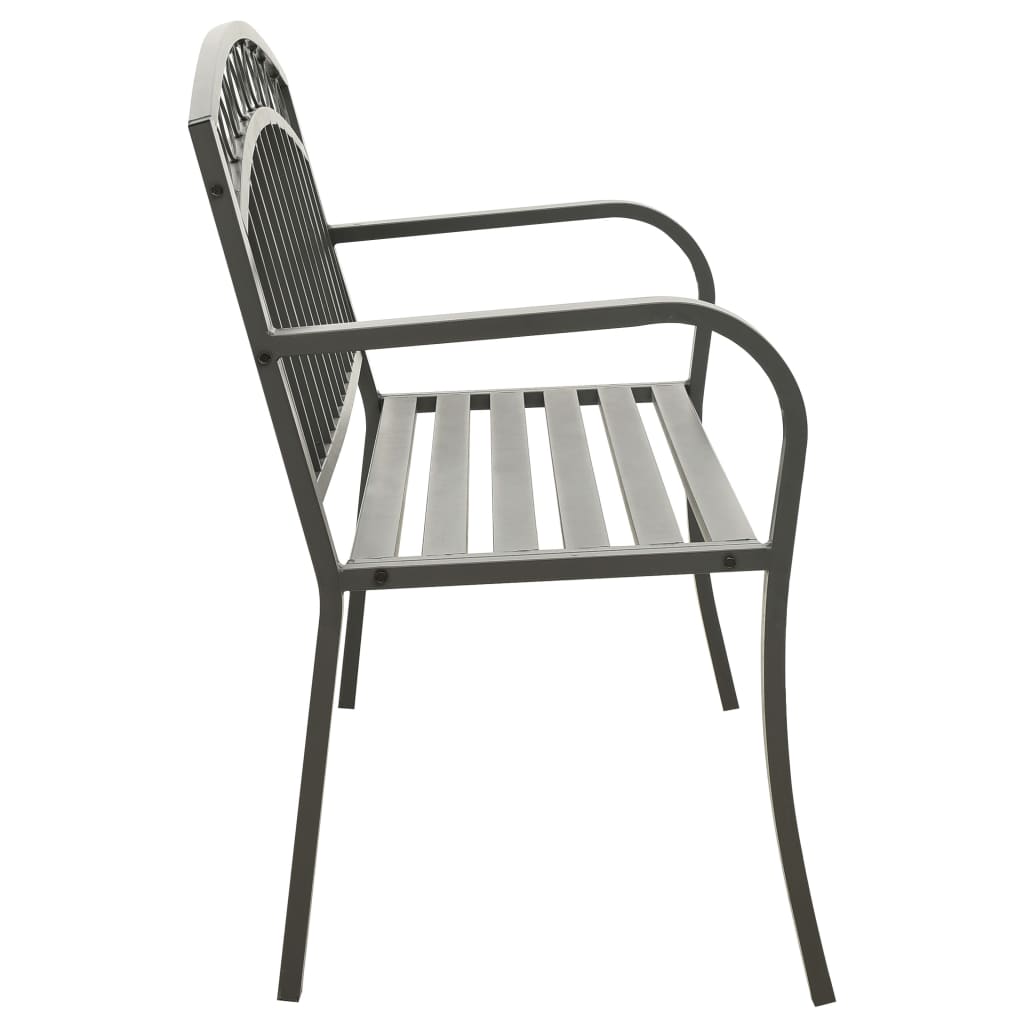 Panchina da Giardino 125 cm in Acciaio Grigia