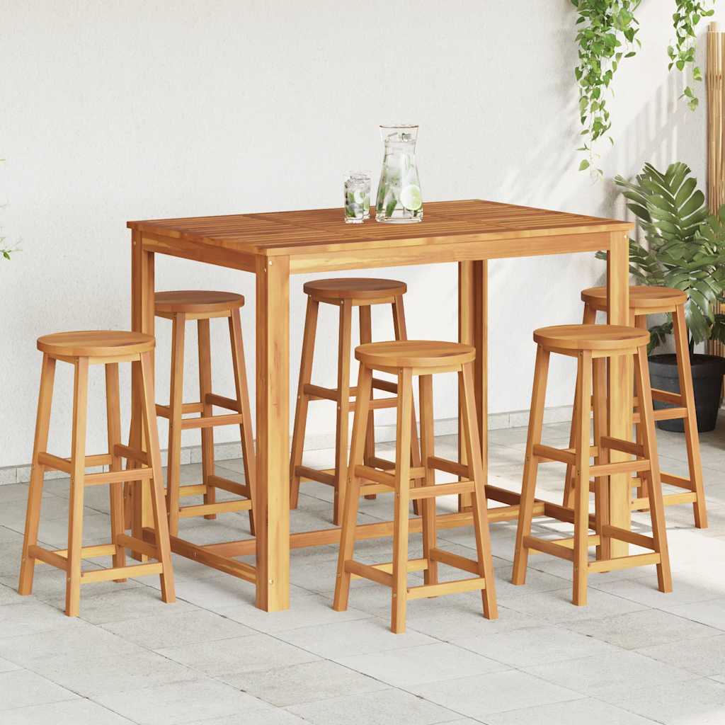 Sgabelli da Bar 6 pz in Legno Massello di Acacia