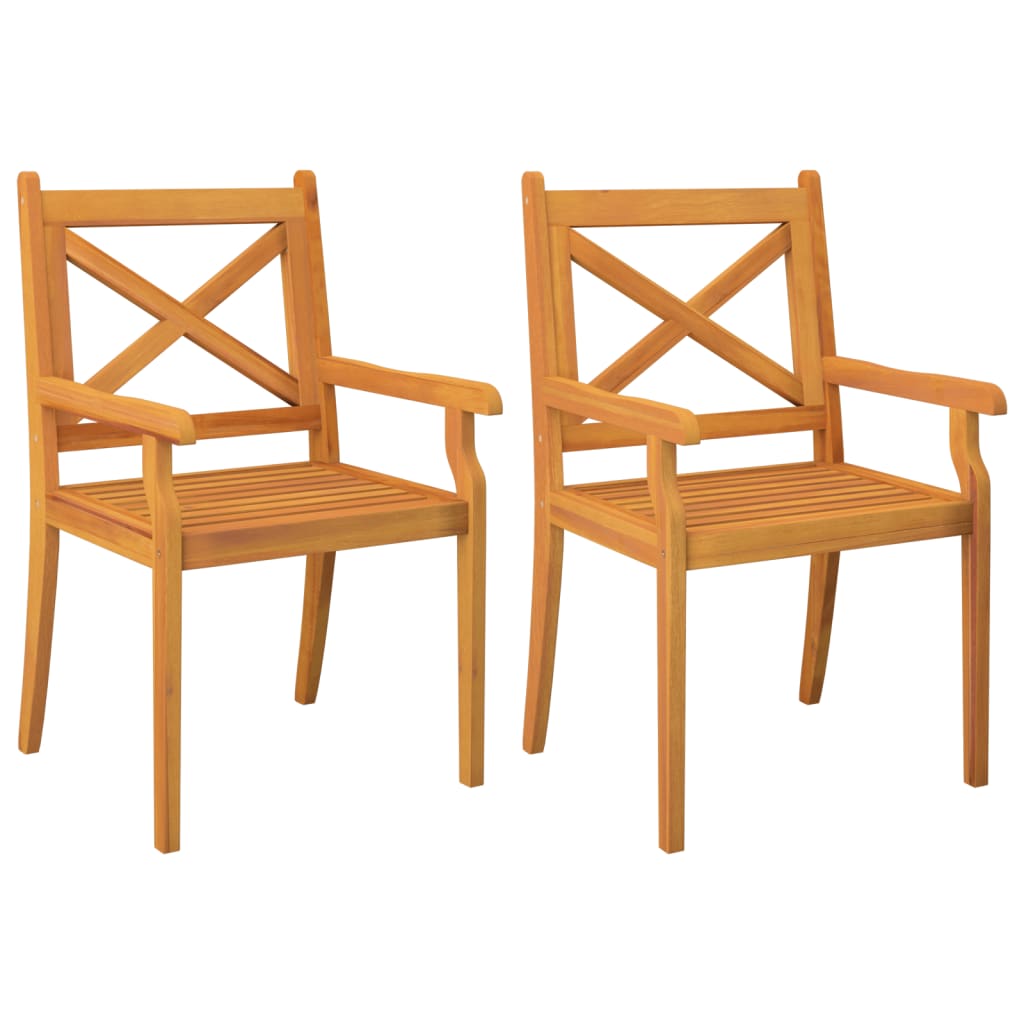 Sedie da Pranzo da Esterni 2 pz in Legno Massello di Acacia