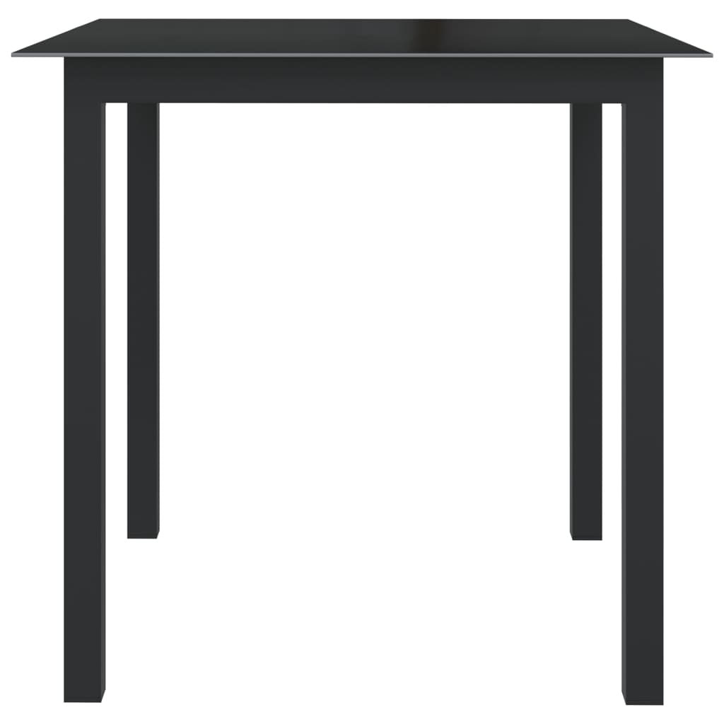 Tavolo da Giardino Nero 80x80x74 cm in Alluminio e Vetro