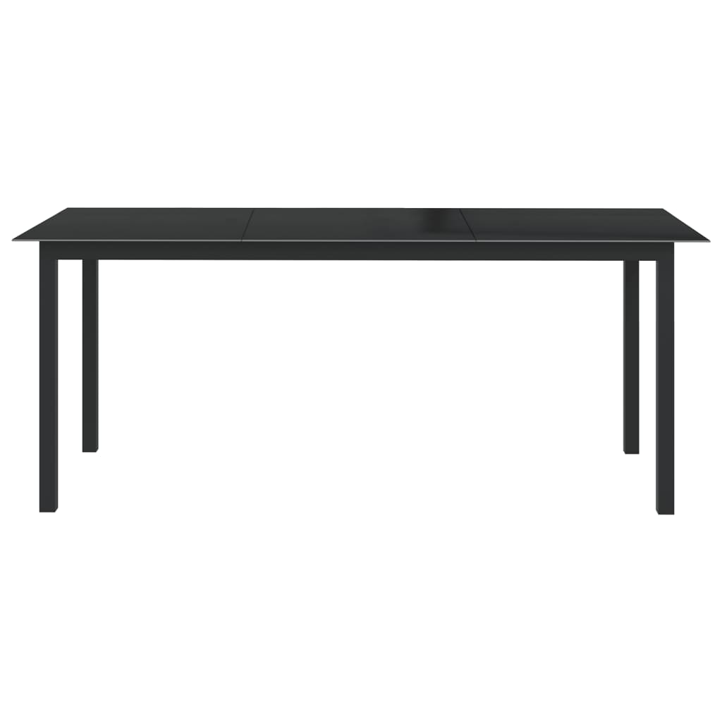 Tavolo da Giardino Nero 190x90x74 cm in Alluminio e Vetro