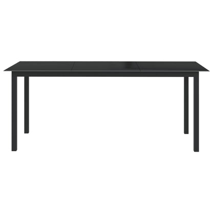 Tavolo da Giardino Nero 190x90x74 cm in Alluminio e Vetro