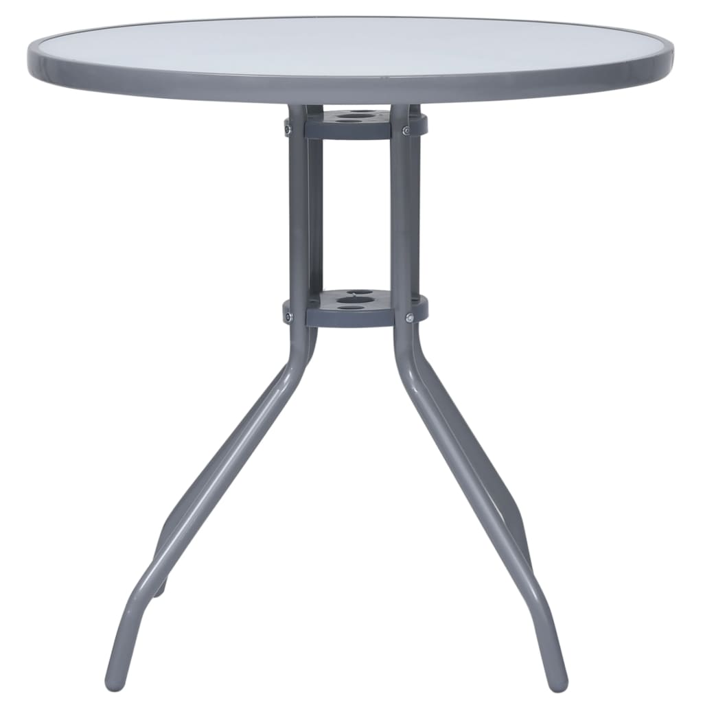 Tavolo da Giardino Grigio Chiaro 80 cm in Acciaio e Vetro