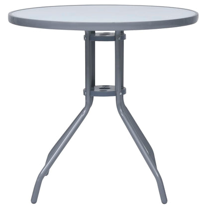 Tavolo da Giardino Grigio Chiaro 80 cm in Acciaio e Vetro