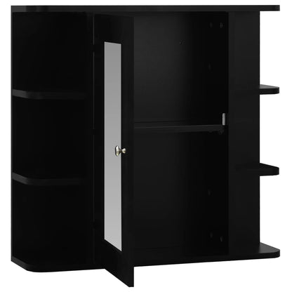Armadietto a Specchio Nero 66x17x63 cm in MDF