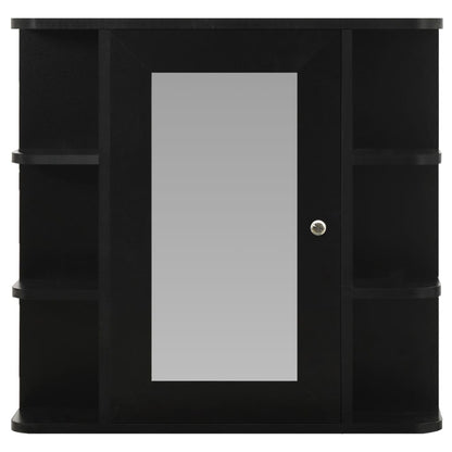 Armadietto a Specchio Nero 66x17x63 cm in MDF