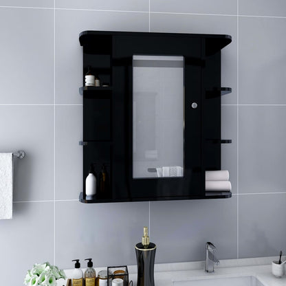 Armadietto a Specchio Nero 66x17x63 cm in MDF
