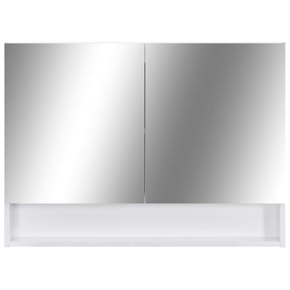 Armadietto a Specchio con LED Bianco 80x15x60 cm in MDF