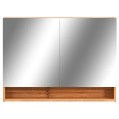 Armadietto a Specchio con LED Rovere 80x15x60 cm in MDF