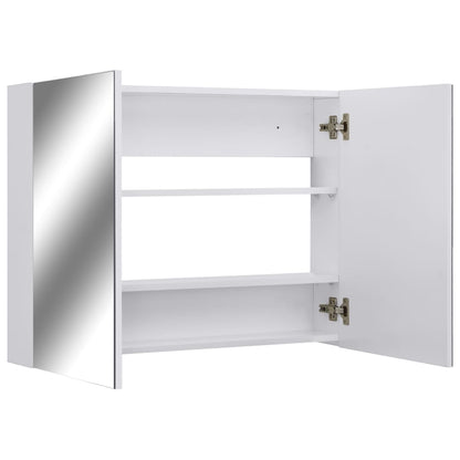 Armadietto a Specchio Bianco 80x15x60 cm in MDF