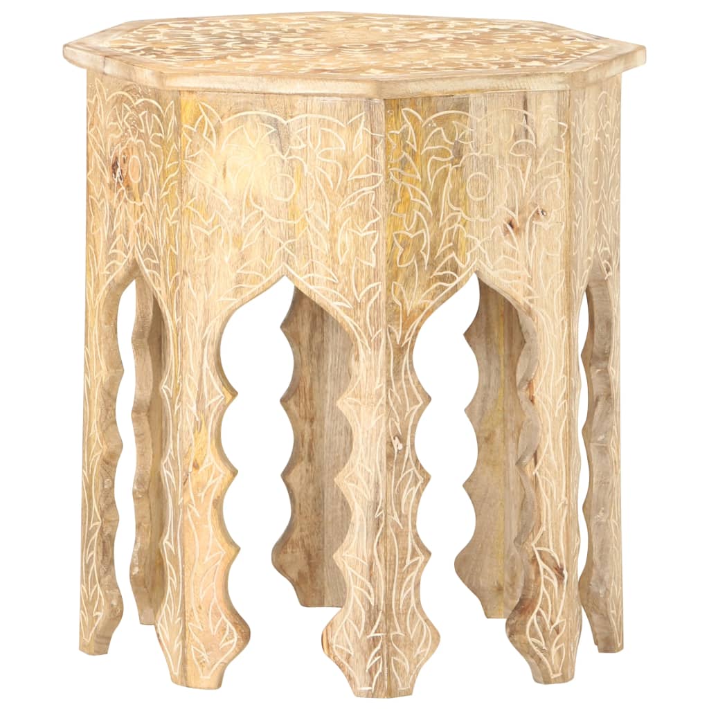 Tavolino da Salotto Ã˜48 cm in Legno Massello di Mango