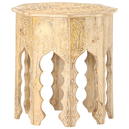 Tavolino da Salotto Ã˜48 cm in Legno Massello di Mango