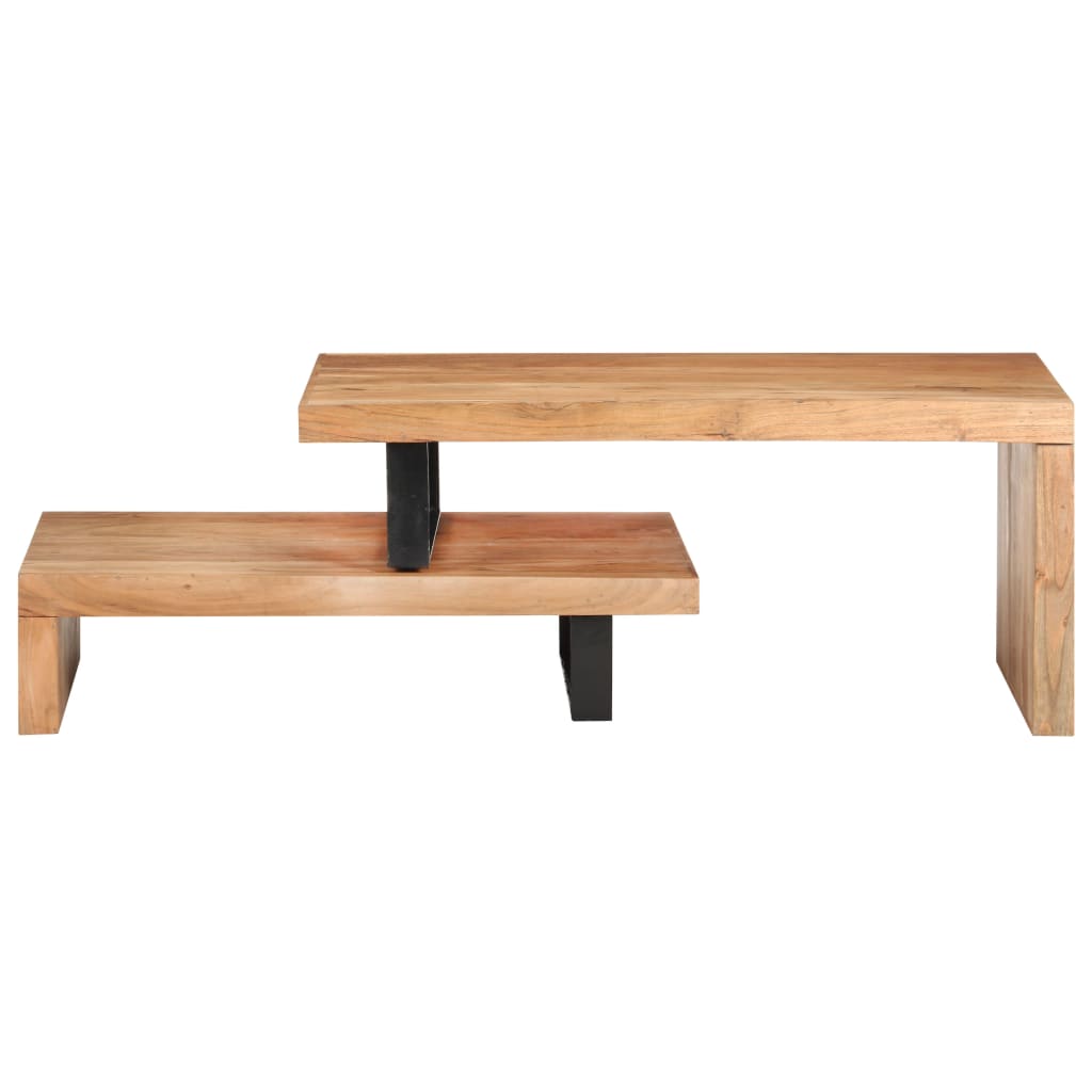 Set Tavolini da Salotto 2 pz in Legno Massello di Acacia