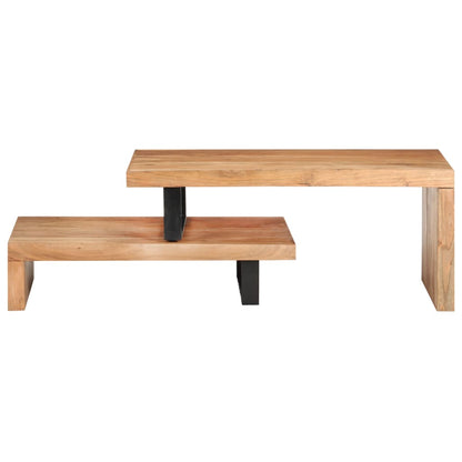 Set Tavolini da Salotto 2 pz in Legno Massello di Acacia