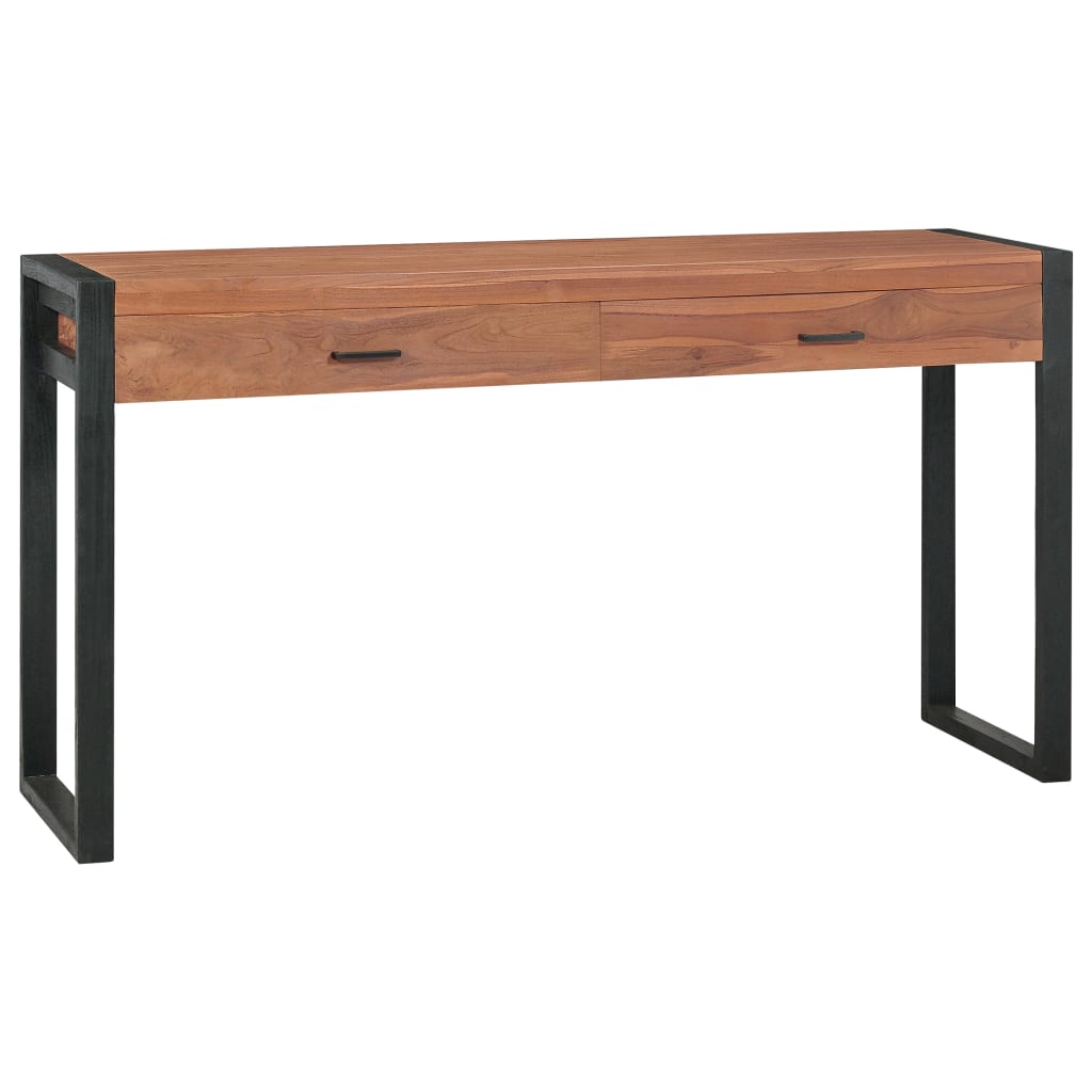 Scrivania con 2 Cassetti 140x40x75 cm in Legno di Teak